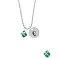thumbnail image 2 of Delight Jewelry Silvertone Small 3-D Green Present with Bow Silvertone Script Initial Disc - O - Charm Necklace, 20"+3", 2 of 4