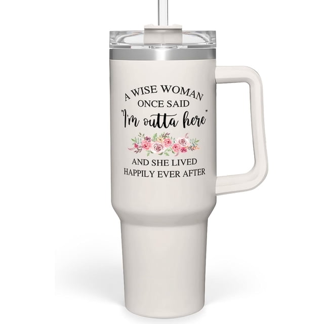 Retirement Tumbler 40 oz Stainless Steel with Handle & Straw Happy Retirement Gifts Farewell & Goodbye Presents for Coworkers