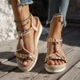 thumbnail image 2 of Rokment Womens Boho Platform Wedge Dressy Sandals 2026 Beach Summer Ethnic Chunky Linen Sole Breathable Dress High Heels Slingback Dress Sandals for Woman Vacation Bride Wedding C Size 39, 2 of 6