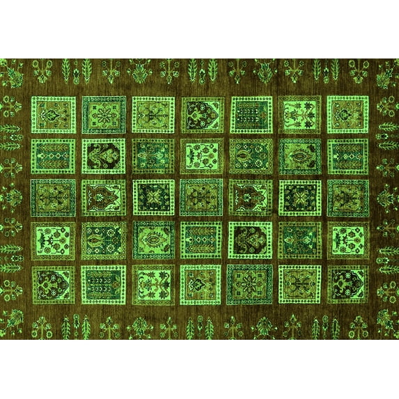 Ahgly Company Indoor Rectangle Abstract Green Modern Area Rugs, 4' x 6'