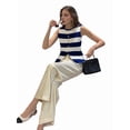 thumbnail image 4 of Women'S Striped Vest Button Down Colorblock Split Sleeveless Business Top Royal Blue XL, 4 of 9
