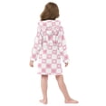 thumbnail image 4 of FORMRS Niños Bathrobe Unisex Hooded Robe Soft Plush Pajamas Sleepwear, Size 10-12T, Pink Checkered Heart, 4 of 7