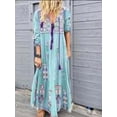 thumbnail image 2 of Vestido largo con estampado floral bohemio Cuello en V Cordón con cordones Ropa de manga larga Speravity AP000133-40B, 2 of 6