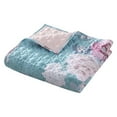 thumbnail image 2 of Benjara 50 x 60" Microfiber Throw Blanket- Floral Print- Blue/Pink- White, 2 of 4