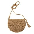 thumbnail image 5 of Summer Beach Boho Women Straw Tassel Semicircle Zipper Crossbody Shoulder Bag, 5 of 7