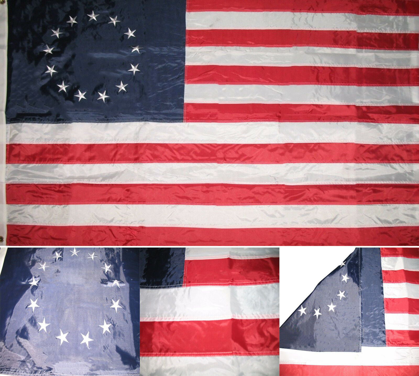 Betsy Ross Flag 210D Nylon Grommets Patriotic American USA Stars Stripes 4x6' FT 