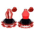 thumbnail image 5 of Doomiva Kids Girls Sequins Ballet Dance Dress Leotard Tutu Skirt Jazz Latin Modern Costume with Hat Set Red 16, 5 of 6