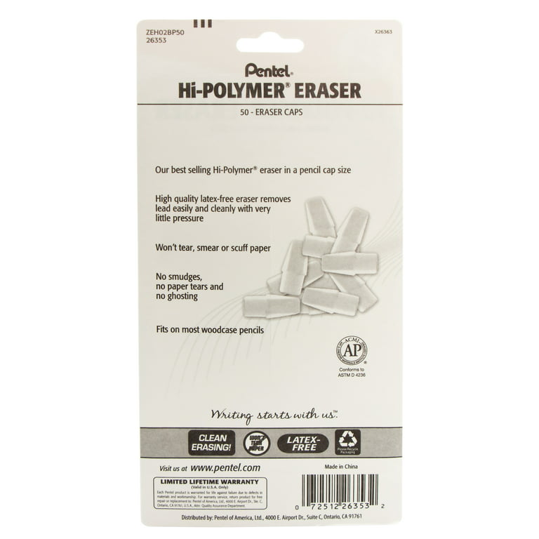 Pentel Hi-Polymer® Eraser Caps - White, 10 pk - Kroger