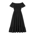 thumbnail image 4 of KICILVS Victorian Dress for Women Color Block Square Neck Bell Sleeve Tie Front Flared Maxi Length Party Dress Gown Black, 4 of 5