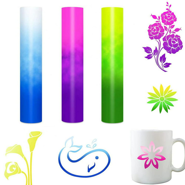 Cold Color Changing Vinyl, Permanent Vinyl Sheets for Cricut Craft Adhesive  Vinyl Sheet 3 Colors,Color Changing with Temperature for Cup DIY Decals  Bottles 12 x 7.8 (Blue/Rose/Green) 