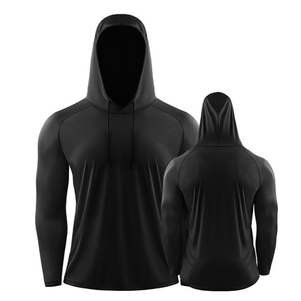 Sunloudy - Tops de manga larga con capucha para hombre con protección UV con cordón ajustable, ropa ajustada de primavera Sunloudy moda
