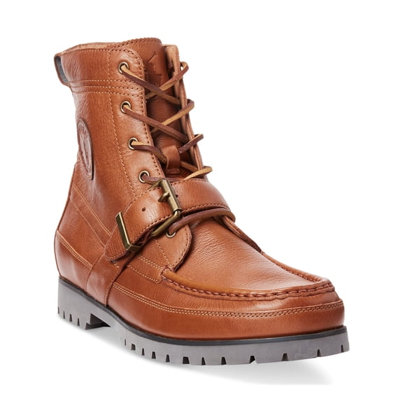 POLO RALPH LAUREN Mens Brown Lug Sole Buckle Slip Resistant Comfort Ranger Round Toe Block Heel Lace-Up Boots Shoes 11 D