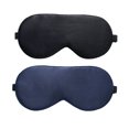 thumbnail image 1 of Antifaz de seda para dormir, 2 antifaces de seda pura 100 % natural con correa ajustable, antifaz para dormir, protección ocular para dormir, yoga, viajes (negro, azul oscuro), 1 of 6