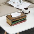 thumbnail image 5 of Hecho a mano clásico retro de madera antiguo libro caja de pañuelos cubierta rectangular soporte de pañuelos dispensador de papel cubierta caso servilletero decoración del hogar para baño sala de, 5 of 5
