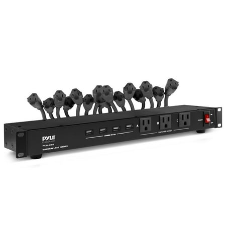 Pyle PCO865 - Power Supply Surge Protector - Rack Mount Power Conditioner Strip with (4) USB Charge