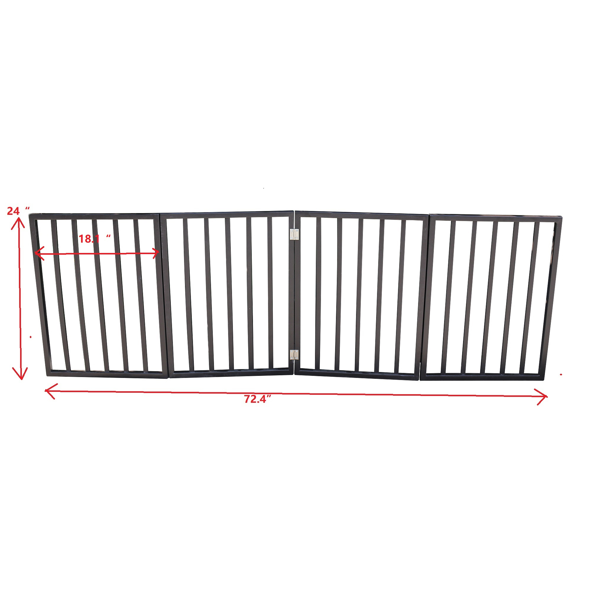 Cfowner Dog Gate for Doorways, Wooden Indoor Dog Fence, 4 Panel, Dark Brown, 24"H