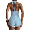 thumbnail image 2 of inhzoy Women Shiny Sequins Jumpsuit Deep· V Neck Short Romper One Piece Night Party Disco Clubwear Rave Outfit Blue L, 2 of 4