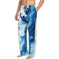 thumbnail image 6 of Salouo Blue White Fluid Art Print Pajama Pants for Men, Lounge Pants Elastic Waistband Casual Men's sleepwear Loungewear Sleep Pajama Pant -Medium, 6 of 7