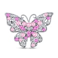thumbnail image 1 of Grande Broche Papillon en Cristal Rose pour Femmes, Design en Filigrane Plaqué Argent, 1 of 4