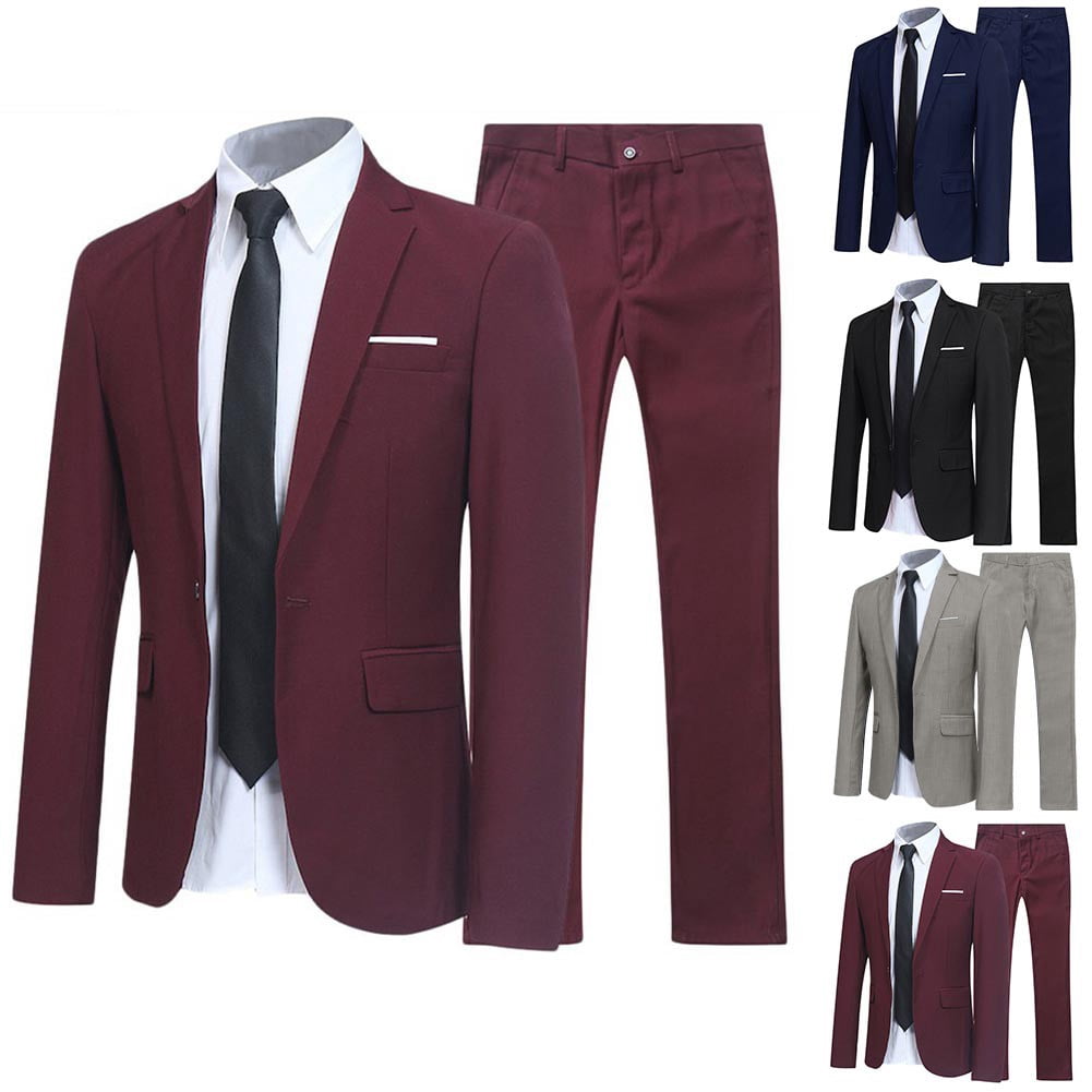 Costume 2 Pièces Homme Coupe Ajustée - Blazer Et Pantalon Formel Bleu Ciel XL