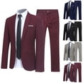 thumbnail image 3 of MYG Mens 2 Piece Suit Blazer Slim Fit Tuxedo Jacket Coat And Pants Set Formal Party, 3 of 9