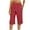 Watermelon Red, variant on Timegard Womens Pants Knee Length Elastic Waist Side Split Button Lightweight Casual Solid Color Half Pants