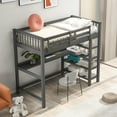 thumbnail image 3 of Veryke Twin Size Rubber Wood Loft Bed with Open Storage Shelves and Under-bed Desk, Gray, 3 of 10