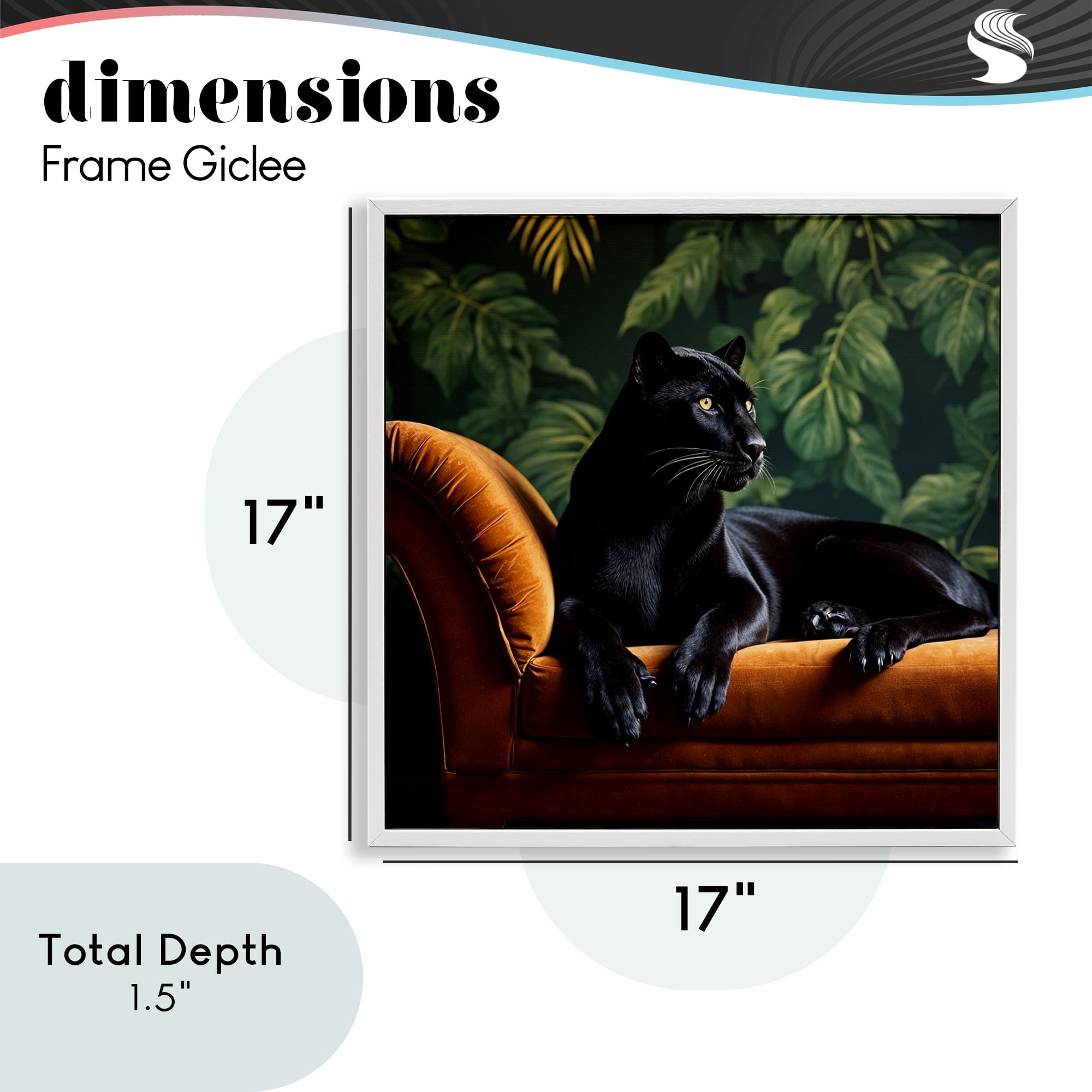 Majestic Panther on Chaise White Framed Giclee Art, design by Lettered and Lined