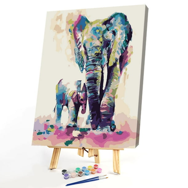 Pintura de bricolaje sin marco por números Cuadros de arte de pared pintados de elefante colorido Likrtyny decoración de arte