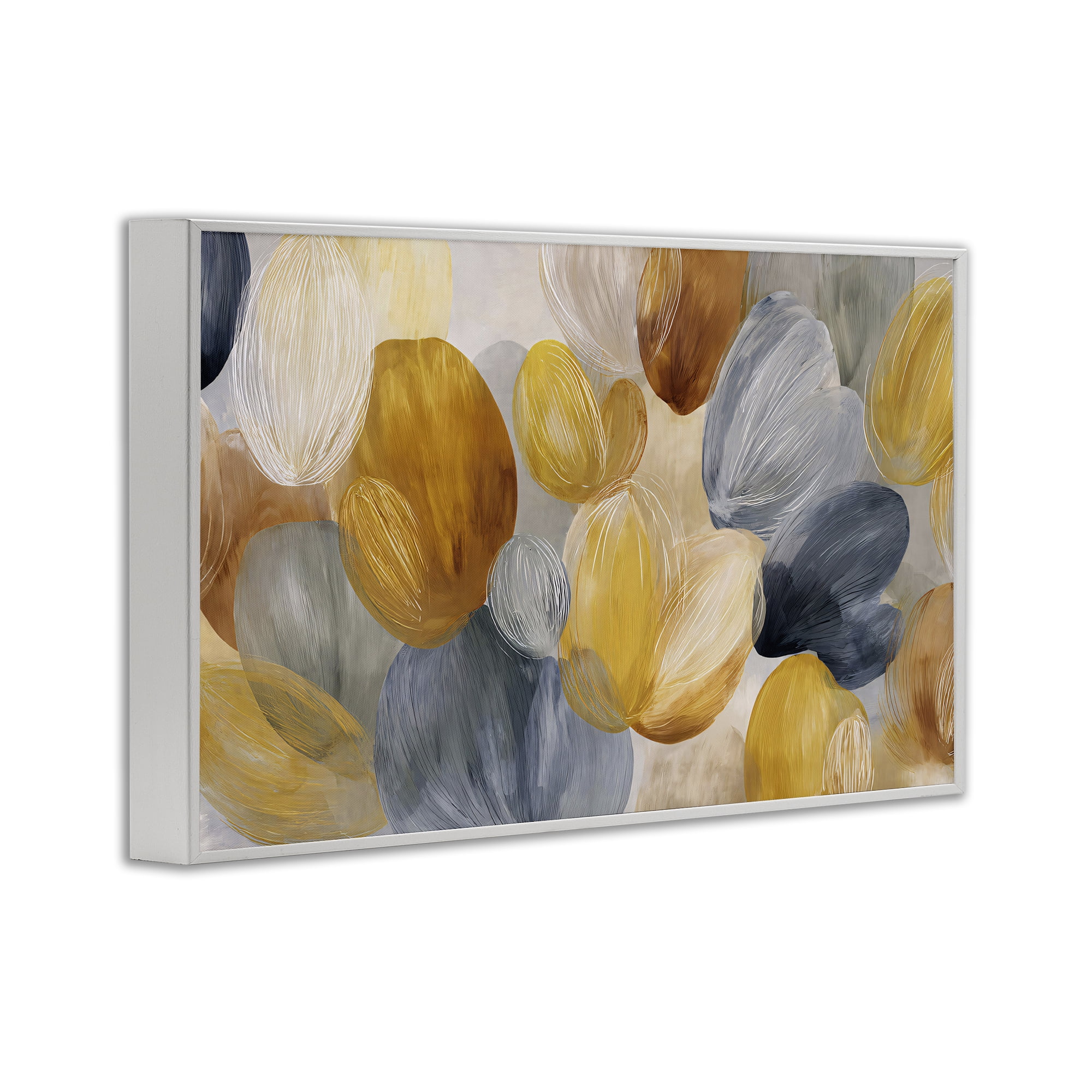 Stupell Industries Warm Oblong Layered Shapes White Framed Giclee Art, design by Jacky Ngan