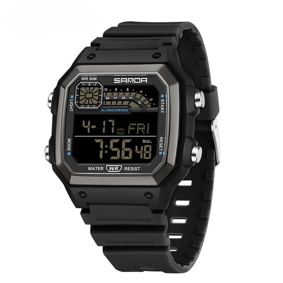 Explojoy Men's Square Digital Sports Watch – Waterproof Shockproof Dual Display Wristwatch with LED, Chronograph & Alarm