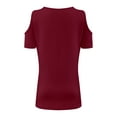 thumbnail image 4 of Womens Summer Shirts Short Sleeve V Neck Criss Cross Cold Shoulder Tops Blouse, 4 of 5