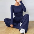 thumbnail image 5 of Yokua Two-piece women's long-sleeved travel suit, comfortable home wear, loose pants, casual sports suit, 5 of 7