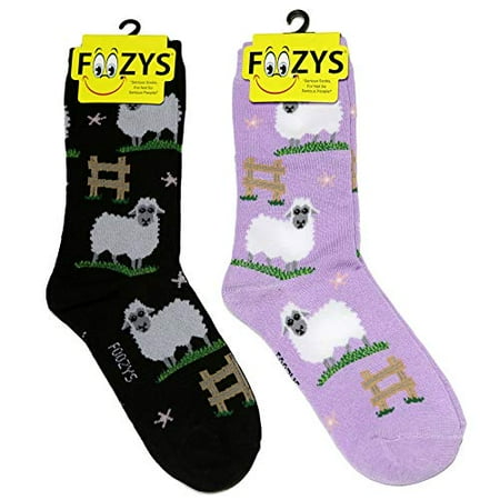 

Foozys Women’s Crew Socks | Sheep Cute Farm Animal Novelty Socks | 2 Pair