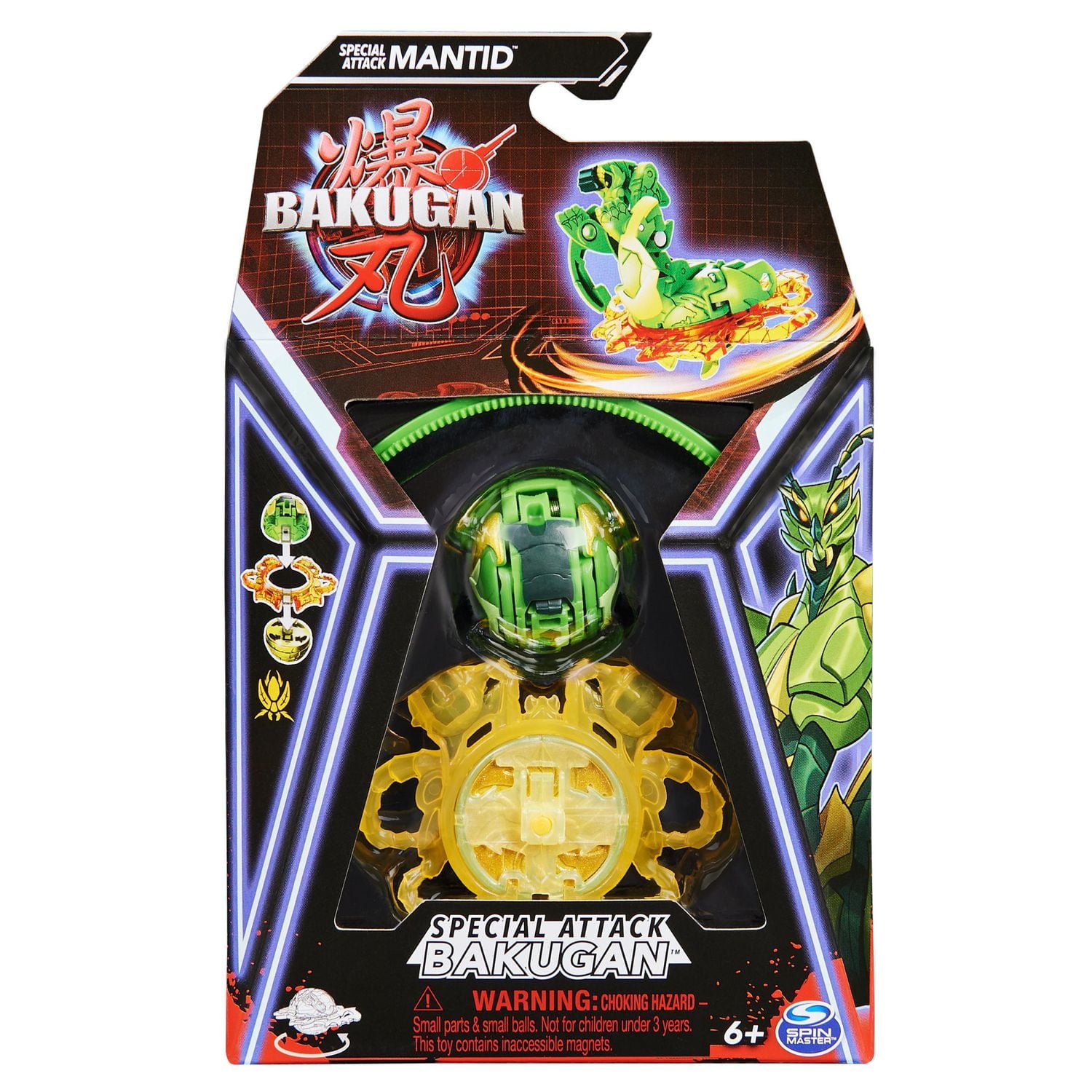 Bakugan, Special Attack Mantid, Spinning Collectible, Customizable Action Figure and Trading Cards, Kids Toys for Boys and Girls 6 and up