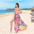 thumbnail image 6 of FORMRS Womens Long Sarong Beach Wrap Semi-Sheer Bikini Skirt Bathing Swimsuit Cover Up, Art Map, 6 of 7