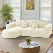 Hawsaiy 104" Modular Sectional Sofa with L-Shape Chaise,Cloud Sectional Modern Sleeper Couch with Deep Seat,Sponge Compression Sofas, No Assembly (Beige Corduroy Fabric)