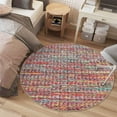 thumbnail image 5 of FairOnly Multicolor 4'x4' Contemporary Non Slip Rount Area Rug for Bedroom Stain Resistant Low Pile Herringbone Pattern Soft Floor Rug for Living Room Kitchen, 5 of 7