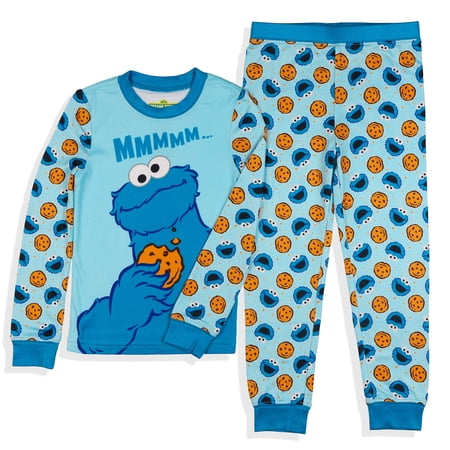Sesame Street Pajamas Toddler Boy Cookie Monster Tight Fit Long Sleeve Pant Set