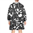 thumbnail image 2 of White Mushroom Silhouette Black Pattern Wearable Oversized Blanket,Wearable Blanket Hoodie for Adults,Cozy Hooded Blankets with Super Pockets,Super Warm Fuzzy Pullover for Women & Men, 2 of 6