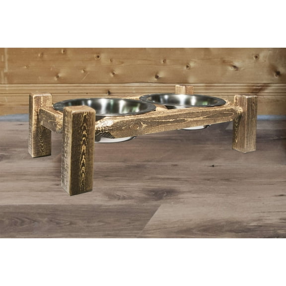 Homestead Collection Large Pet Feeder, Stain & Clear Lacquer Finish