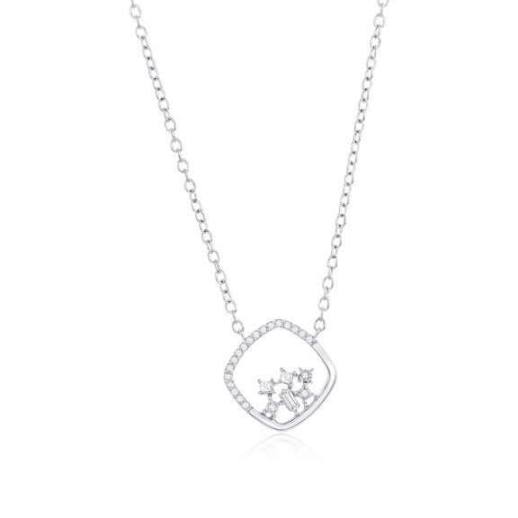 Beaux Bijoux Real Diamond Pendant Necklace for Women – Genuine Diamond Necklace - Fine Diamond Jewelry Gifts for Women - Square Necklace Valentines Day Gifts for Her (24 Stones)