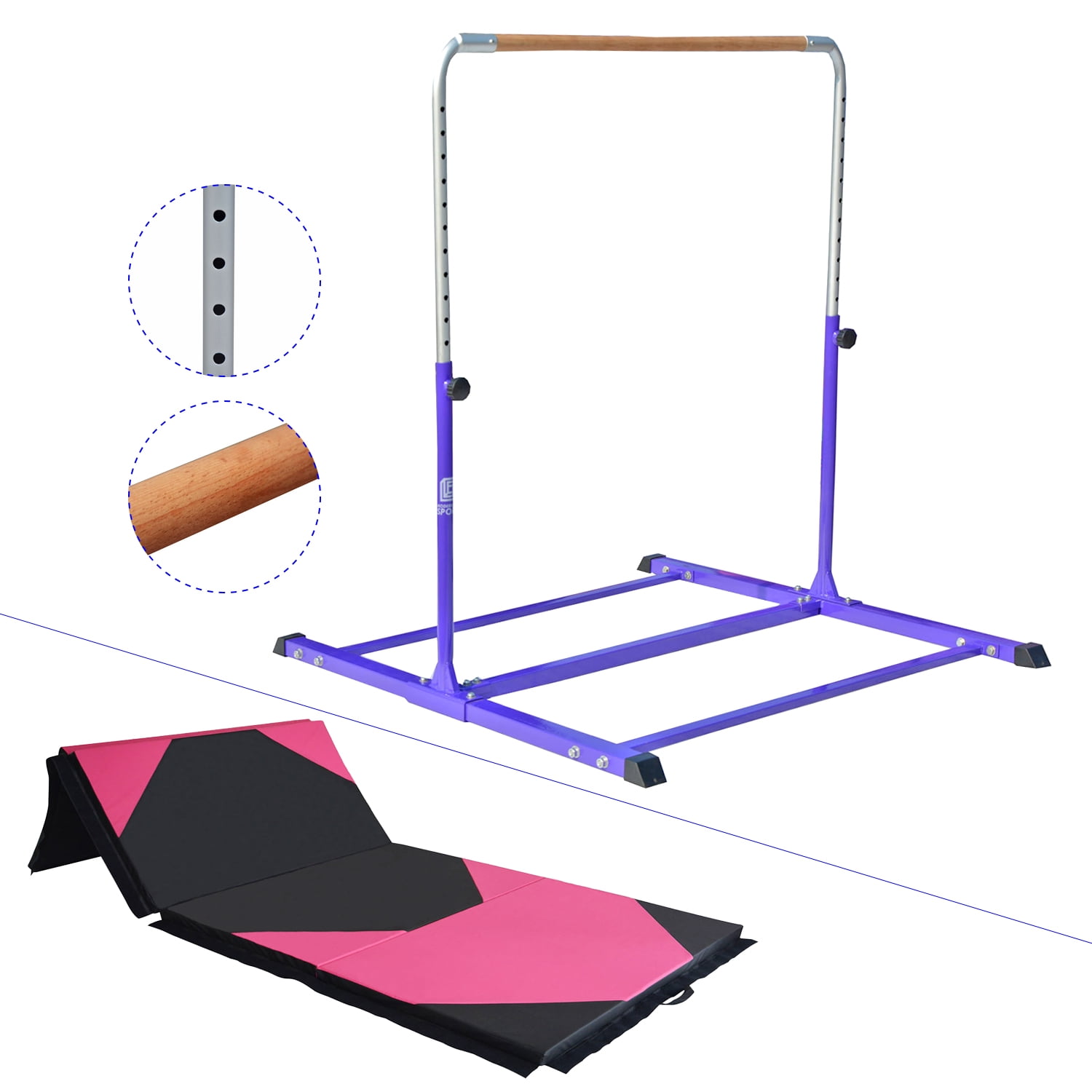 Expandable Gymnastics Training Jr Kip Bar Pro w/ 10'x4'x2" Tumbling