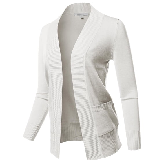 FashionOutfit Women's Basic Long Sleeve Rib Banded Open Front Cardigan