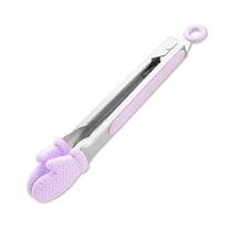 9Inch High Temperature Silicone Food Tongs - Heat Resistant Baking and Cooking Utensils for Steak and Bread - Light Purple - 9 Inch