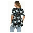 thumbnail image 4 of JuneFish Women's Plus Size Tops Short Sleeve Shirts Causal Tee White Lily 1X, 4 of 4