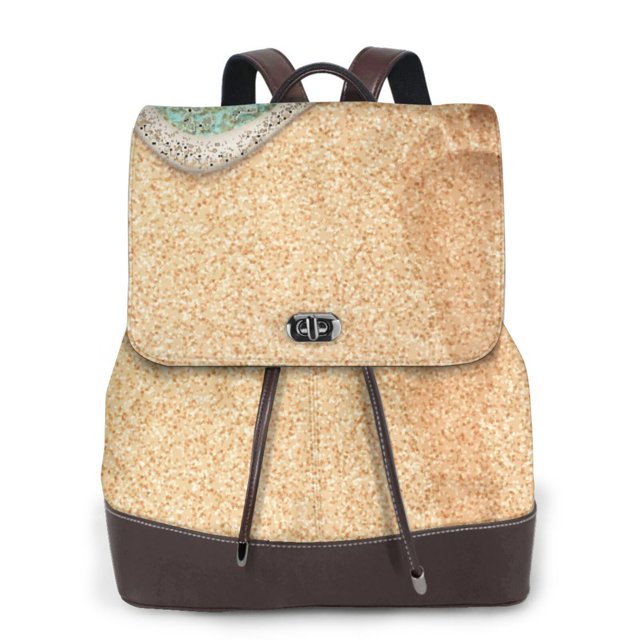 Fotbe Beach Footprint Mochila Bolso con Estampado para Mujer, Mochila Antirrobo de Nylon Impermeable, Bolsa Ligera de Hombro