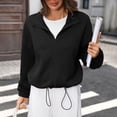 thumbnail image 4 of Pounoo Jackets for Women Stand Collar Long Sleeve Drawstring Hem Jacquard Plain Womens Jacket Relaxed Fit Travel Wear Wrinkle Resistant Jean Jacket Women, 4 of 8