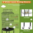 thumbnail image 6 of CL.HPAHKL 64-inch Large Bird Cage Play Open Top Design, Metal Parakeet Cage with Rolling Stand & Bottom Tray for Parakeet Lovebirds Ringneck Cockatiels Parrot Cage, Black, 6 of 7
