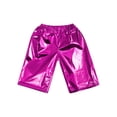 thumbnail image 3 of Eandarui Kids Disco Knee Length Shorts Sparkle Dance Booty Shorts Girls Boys Shiny Metallic Short Hot Pink 110, 3 of 5